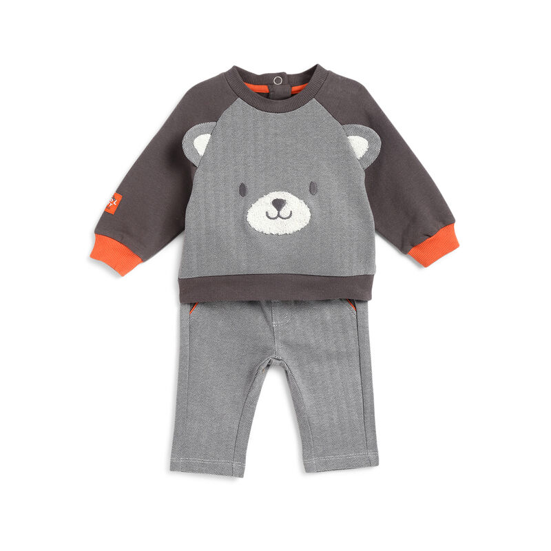 Boys Medium Grey Applique Sweatshirt with Trouser image number 0